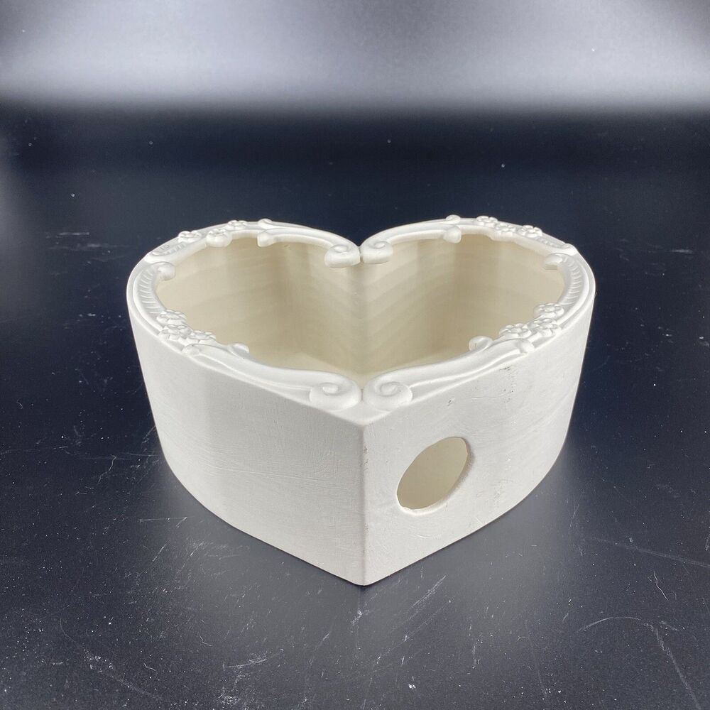 Ready to Paint Ceramic Bisque Heart Trinket Box 7.5” Unpainted DIY Craft